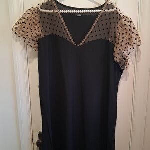 SHEIN Black and Tan Polka Dot Midi Dress